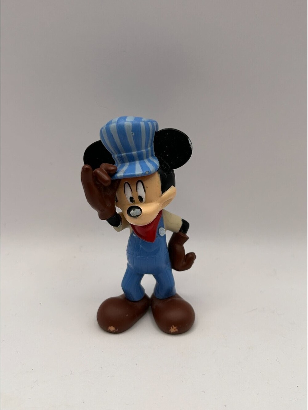 Disney Train Conductor Mickey Mouse Figure Toy Railroad Engineer Overalls 3"